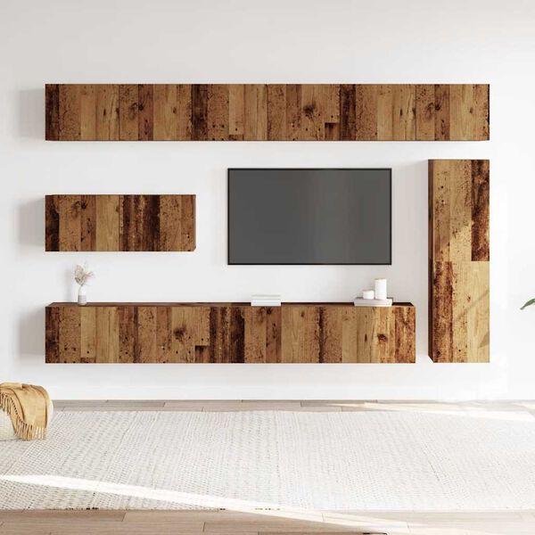 vidaXL 7 Piece TV Cabinet Set Wall-mounted Old Wood Engineered Wood