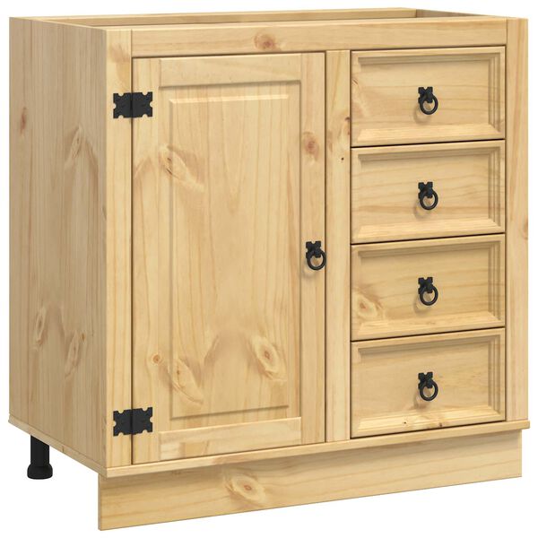 vidaXL Cabinet with Drawer Honey 80 x 46 x 81 cm Solid Pine Wood