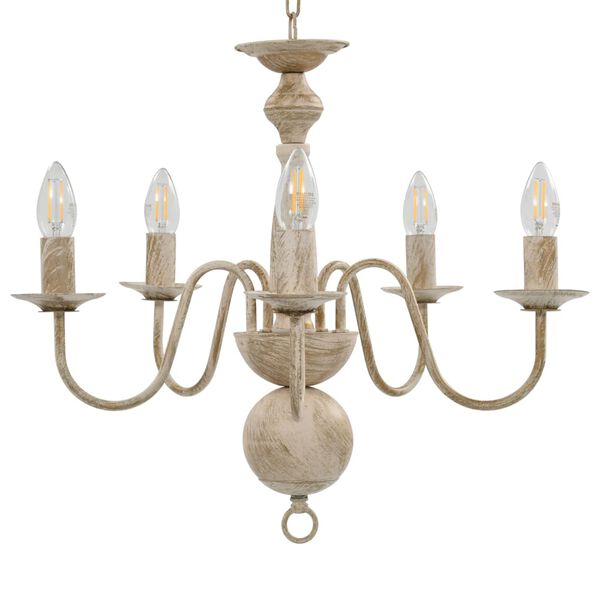 vidaXL Chandelier Antique White 5 x E14 Bulbs