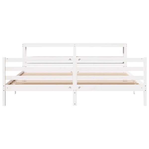 vidaXL Bed Frame without Mattress White 180x200 cm Super King Solid Wood Pine
