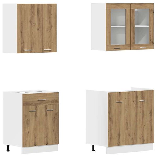 vidaXL 4 Piece Kitchen Cabinet Set Lyon Artisan Oak Engineered Wood