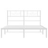 vidaXL Metal Bed Frame without Mattress with Headboard White 120x200cm