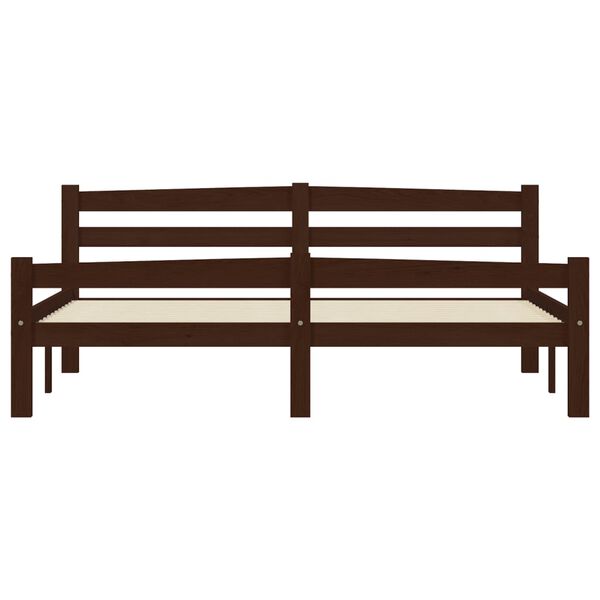 vidaXL Bed Frame without Mattress Dark Brown Solid Pinewood 160x200 cm (322086+2x321988)