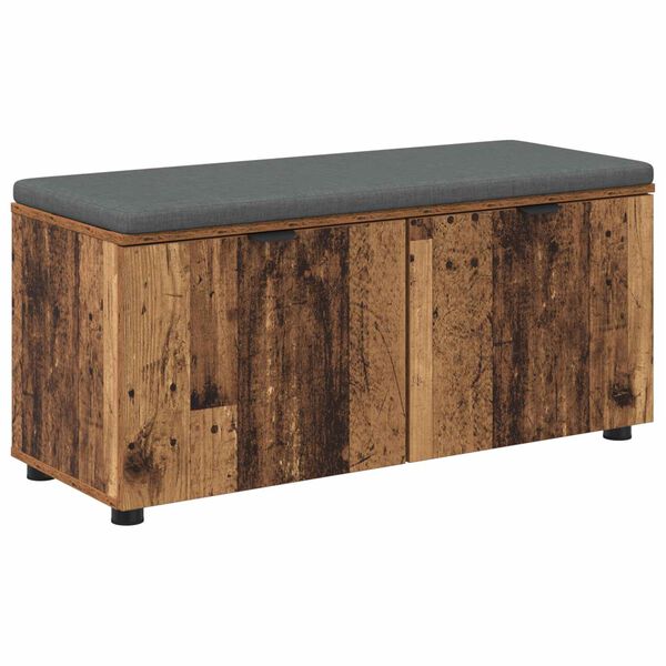 vidaXL Hall Bench with Cushion with Storage Old Wood 100 x 38 x 46 cm