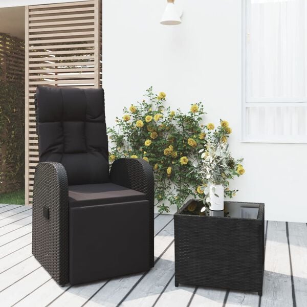 vidaXL 2 Piece Garden Lounge Set Black Poly Rattan&Steel