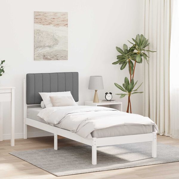 vidaXL Bed Frame with Upholstered Headboard Light Grey 75 x 190 cm