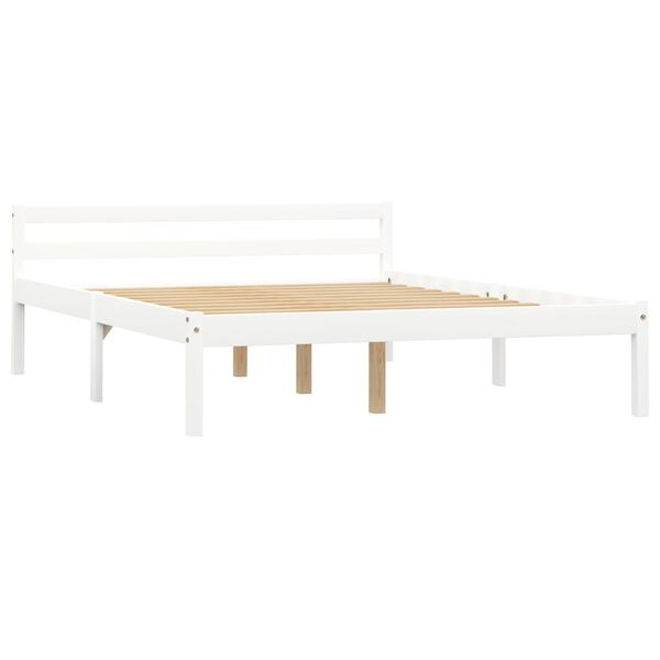 vidaXL Bed Frame without Mattress White Solid Pine Wood 140x200 cm