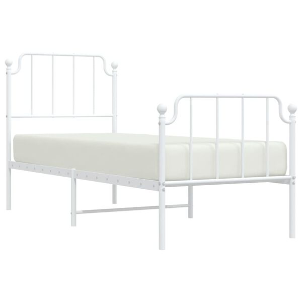 vidaXL Metal Bed Frame without Mattress with Footboard White 80x200cm