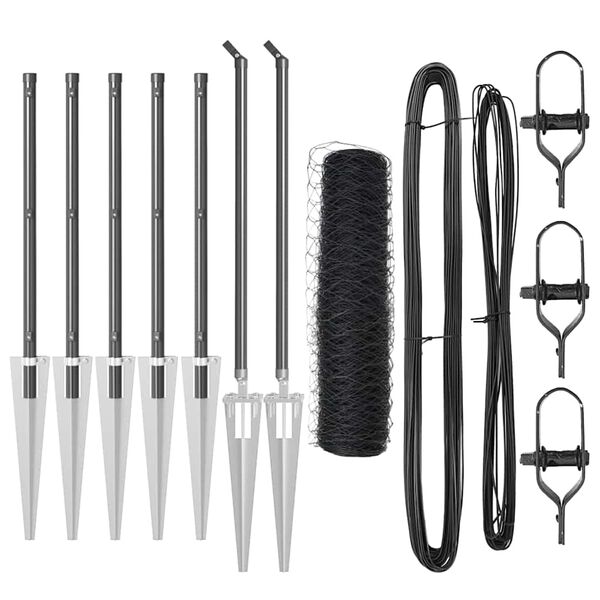 vidaXL Fence Post Grey 10 x 0.6 m (50 mm mesh) Steel and PVC