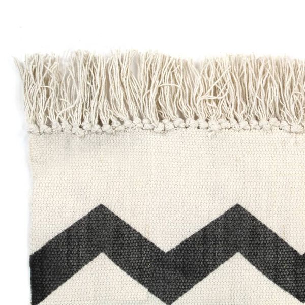 vidaXL Kilim Rug Cotton 160x230 cm with Pattern Black/White