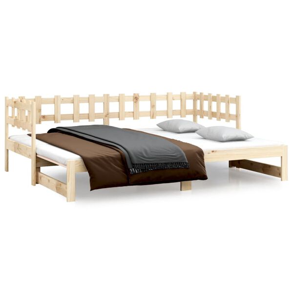 vidaXL Pull-out Day Bed without Mattress 2x(80x200) cm Solid Wood Pine