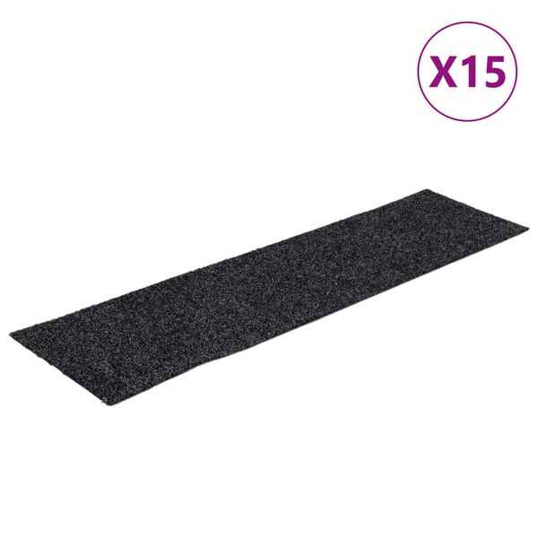 vidaXL Stair Mats Self-adhesive 15 pcs 76x20 cm Grey Rectangular