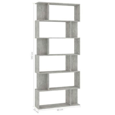 vidaXL Book Cabinet/Room Divider Concrete Grey 80x24x192 cm Engineered Wood