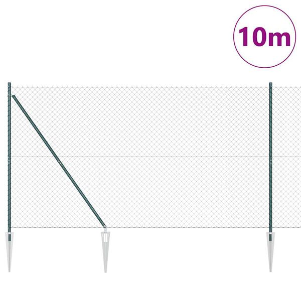 vidaXL Fence Post Green 10 x 1.5 m (40 x 40 mm mesh) Steel and PVC