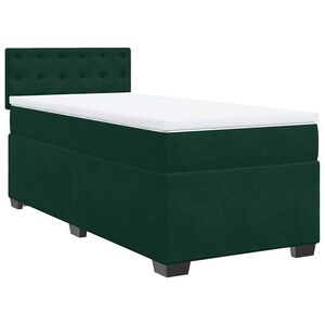 vidaXL Box Spring Bed with Mattress Dark Green 90x190 cm Velvet