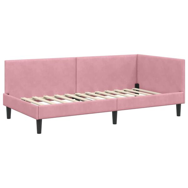 vidaXL Corner Bed Frame with Headboard Pink 80 cm x 200 cm Velvet