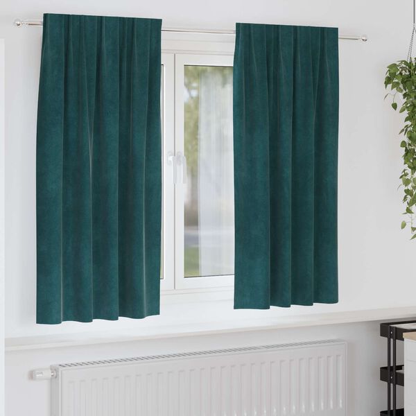 vidaXL Blackout Curtains 2 pcs Dark Green 140 x 175 cm Velvet