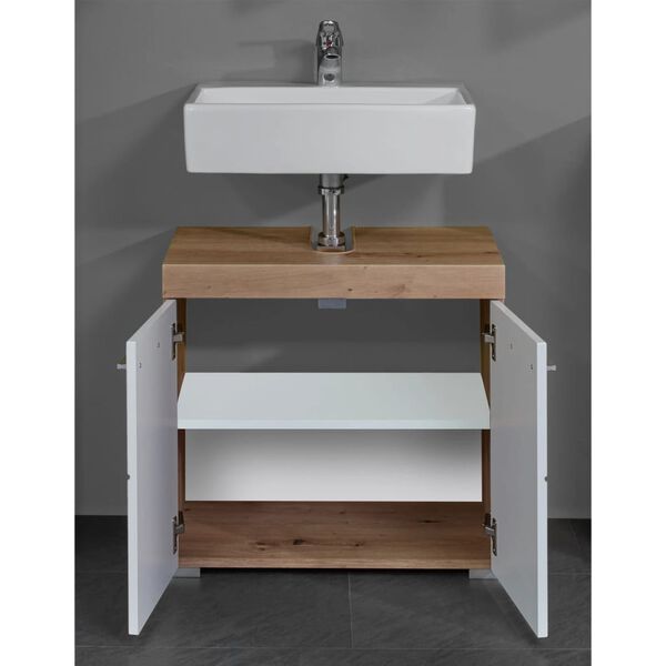 Trendteam Sink Vanity Unit Amanda White and Knotty Oak