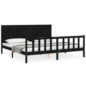 vidaXL Bed Frame without Mattress Black 200x200 cm Solid Wood Pine