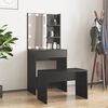 vidaXL Dressing Table Set with LED Black Engineered Wood