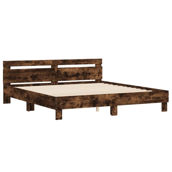 vidaXL Bed Frame without Mattress Smoked Oak 200x200 cm