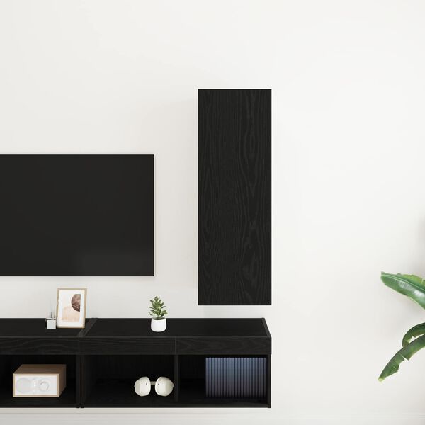 vidaXL Wall TV Cabinet Black Oak 30.5 x 30 x 90 cm Engineered Wood