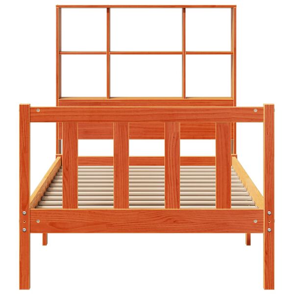 vidaXL Bookcase Bed without Mattress Wax Brown 90x200 cm Solid Wood Pine
