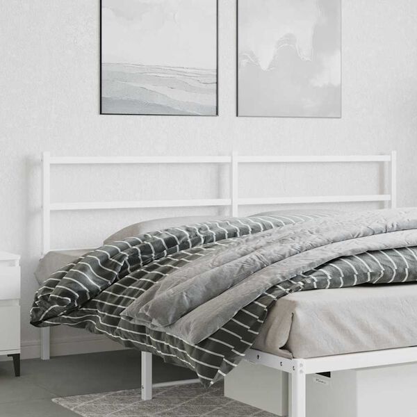 vidaXL Metal Replace Headboard White 193 cm