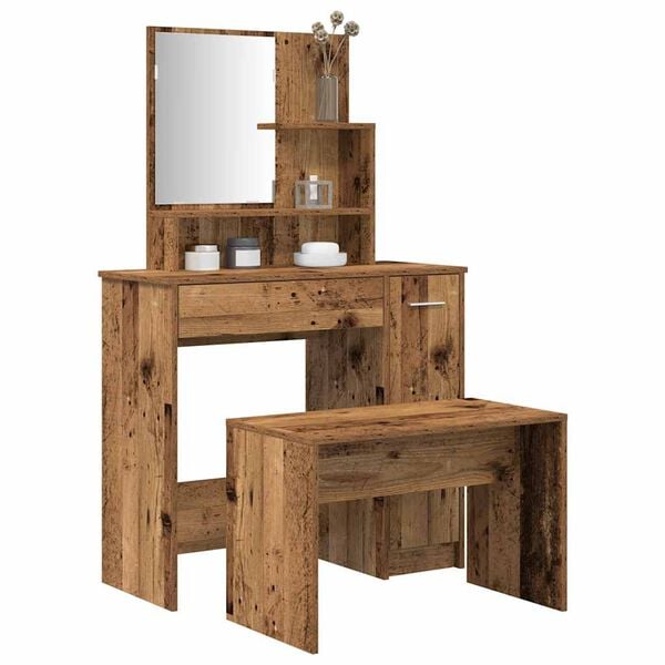 vidaXL Dressing Table Set Old Wood Engineered Wood