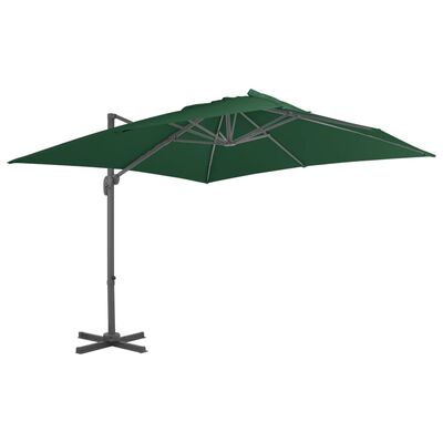 vidaXL Cantilever Umbrella with Aluminium Pole 400x300 cm Green