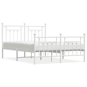 vidaXL Metal Bed Frame without Mattress with Footboard White 140x200cm