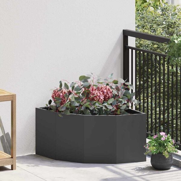 vidaXL Corner Planter Black 60 x 60 x 35 cm Steel
