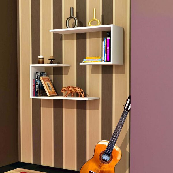 Homemania Wall Shelf Set J2 60x20x27 cm White