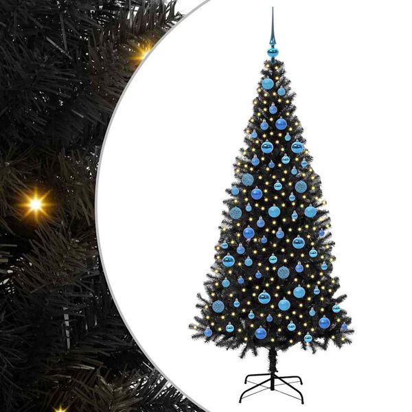 vidaXL Christmas Tree with 300 LEDs with Stand Black 180 cm PVC