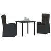 vidaXL Garden Dining Set with Cushion 3 pcs Black Poly Rattan