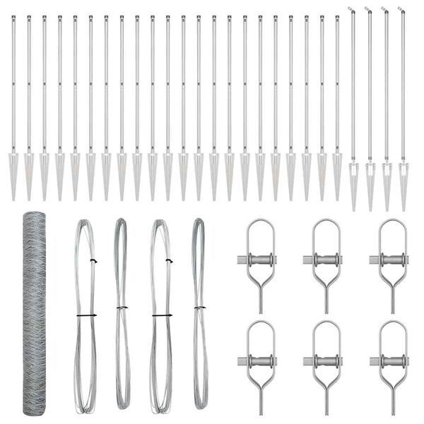 vidaXL Fence Post Silver 50 x 1.4 m (36 mm mesh) Steel