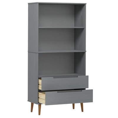vidaXL Bookcase MOLDE Grey 85x35x170,5 cm Solid Wood Pine