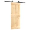 vidaXL Sliding Door Natural and Black 80 x 210 cm Solid Pine Wood