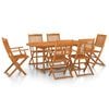 vidaXL Dining Set | Natural Acacia | Solid Acacia Wood | 7 pieces | Foldable