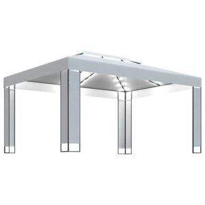vidaXL Gazebo with LED String Lights White 3x4 m