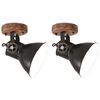 vidaXL Industrial Wall/Ceiling Lamps 2 pcs Black 20x25 cm E27