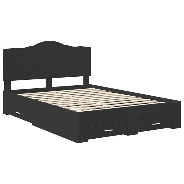 vidaXL Bed Frame with Headboard Black 140 x 190 cm Engineered Wood