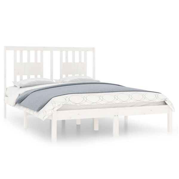 vidaXL Bed Frame without Mattress White Solid Wood 120x200 cm (810013+818661)