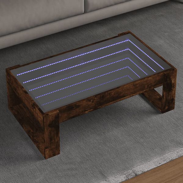 vidaXL Coffee Table with Infinity LED Smoked Oak 90x53x30 cm