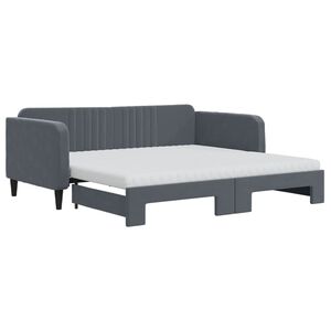 vidaXL Daybed with Trundle and Mattresses Dark Grey 90x190 cm Velvet