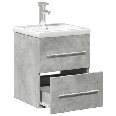 vidaXL Bathroom Sink Cabinet with Built-in Basin Concrete Grey