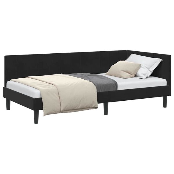 vidaXL Corner Bed Frame with Headboard Black 90 cm x 200 cm Velvet