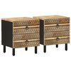 vidaXL Bed Cabinets 2 pcs Black 40x33,5x46 cm Solid Rough Wood Mango