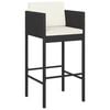 vidaXL Bar Stools 2 pcs with Cushions Black Poly Rattan