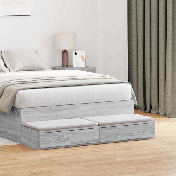 vidaXL Bed Drawers Grey Sonoma 120 x 36.5 x 16.5 cm Engineered Wood